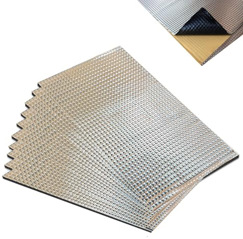 Yixinly 10 Pezzi Pannelli Fonoassorbenti Auto Alubutyl Adesivo 45x25 cm 2 mm, Insonorizzazione Antivibrazione, Insonorizzante Auto per Portiere, Bagagliaio e Vano Motore, Isolante Termico Adesivo