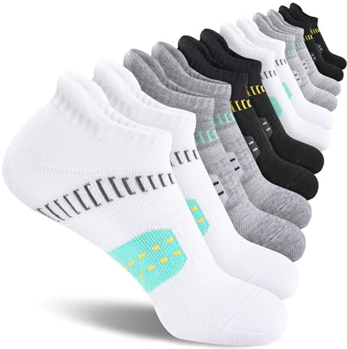 EconioSocken Sneaker Socken Damen, 6 Paar, Gepolsterte Laufsocken