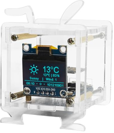 CRGANGZY ESP8266 DIY Digitaluhr-Kit, 0,96 Zoll OLED-Display, elektronische multifunktionale Wetterstation, unterstützt 2,4 G WLAN-Netzwerk, Mini-Wettervorhersage-Uhren-Kit mit Gehäuse, DIY-Lötprojekt