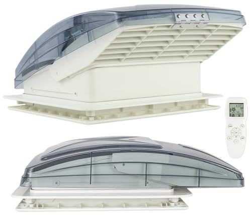 wottnuelront Build-in Rain Shield 40X40cm,Max Vent Air Roof Vent, Automatic Rain Sensor,10-Speeds and Reversible Airflow, Remote control,Campervan Roof Vent Fan