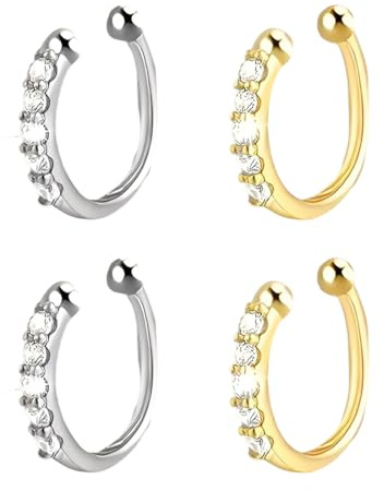 KRFWGUU 4 Pièces Faux Piercing Nez Anneau De Nez Lèvre Ring Set, 20G Anneau De Nez Doré Fin Anneau De Piercing Nez, Anneau Segmenté Clicker En Acier Chirurgical, Pour Nez/Septum/Oreille/Hélix Ou