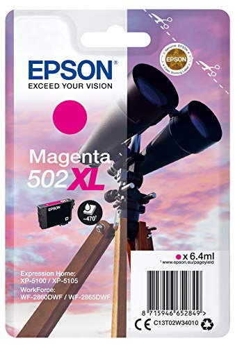 Epson Singlepack Magenta 502XL Ink SEC, C13T02W34020 (Ink SEC)