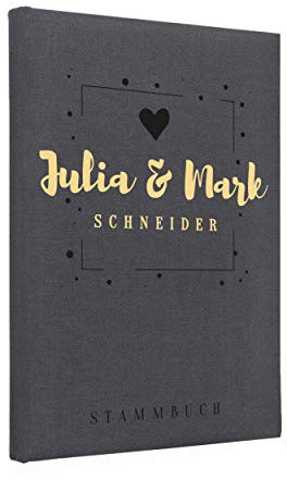 Hochzeitideal Stammbuch der Familie, Familienstammbuch, Buchbinderleinen grau, Nr. 184 inkl. Personalisierung