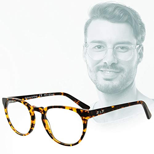 Edison & King Lesebrille Timeless im Retro-Look mit Premiumgläsern (Havana, +2.50 dpt)