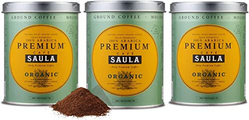 Saula Premium Caffè biologico macinato 100% arabica - Confezione 3 lattine da 250 gr.