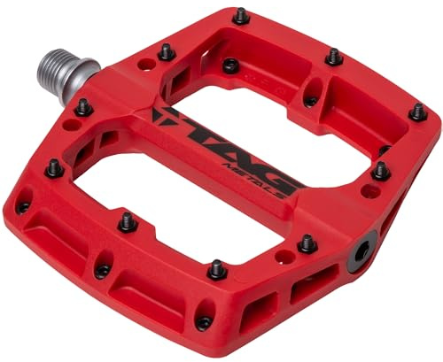 TAG Metals T3 Nylon MTB Pedale 9/40.6 cm Achse - Langlebige, leichte Plattformpedale mit Anti-Rutsch-Pins ideal für Mountainbike und BMX (Rot)