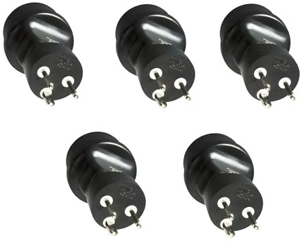 DINIC Reisestecker, Stromadapter für Dänemark, 3-Pin Netzadapter (5 Stück, schwarz)