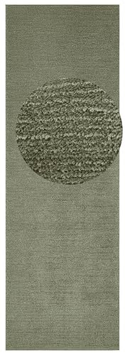 Hanse Home Teppich Supersoft Kurzflor Wohnzimmer-Teppich Modern Flauschig Weich Einfarbig für Wohnzimmer Küche Flur oder Schlafzimmer Moosgrün 80x250 cm