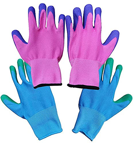 JAHEMU Gartenhandschuhe Kinder Arbeitshandschuhe Wasserdicht Schutzhandschuhe Schnittschutz Rosenhandschuhe Garten Handschuhe für Kleine Mädchen, Jungen, Jugendliche, 2 Paar (Größe 6)