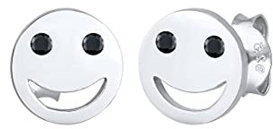 Elli Ohrringe Damen Ohrstecker mit Smiling Face und Zirkonia Steinen in 925 Sterling Silber