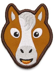 Affenzahn Klett Badge mit verschiedenen Tiermotiven, geeignet für den Daydreamer Abenteuer Rucksack Pferd - Braun