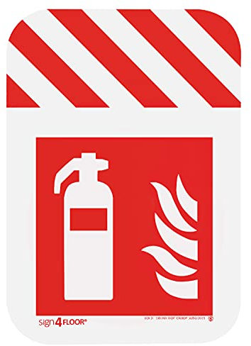 notlok Safety Work – Feuerlöscher Schild Bodenaufkleber mit Warnfeld [ 48x68 cm ] selbstklebend, rutschfest & extrem widerstandsfähig | Schild Feuerlöscher | Brandschutz Piktogramme nach ISO 7010