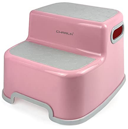 Tritthocker für Kinder – Chairlin Zweistufiger Tritt-Schemel Kinderschemel, Hocker für Kinder, Töpfchen Baby Trittschemel, Kleinkind Tritthocker, Anti-Rutsch (rosa)