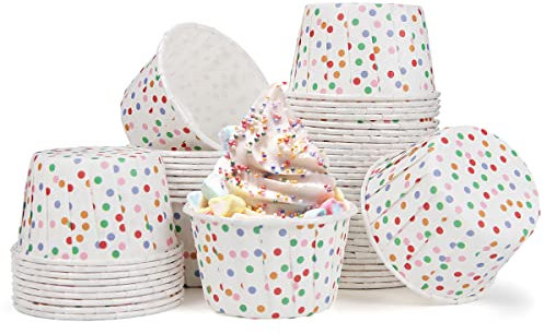 Spesh 50 Stücke Papier Muffinförmchen Mini Cupcake Formen für Hochzeiten,Geburtstage,Weihnachten (Farbige Punkt)