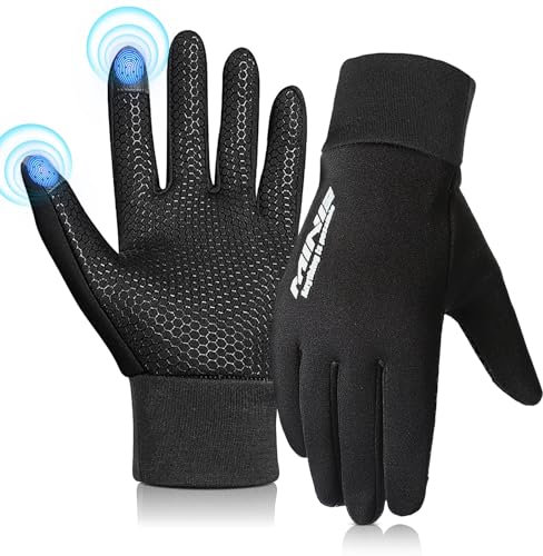 Reithandschuhe Kinder Winter, Handschuhe Kinder Wasserdicht, Fahrradhandschuhe für Kinder, Winterhandschuhe Kinder Fahrrad, Kinderhandschuhe Touchscreen Schwarz Radsport Outdoor Wandern Handschuhe (L)