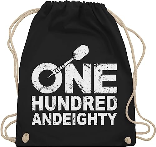 Turnbeutel Rucksack - One Hundred and Eighty - weiß - Unisize - Schwarz - sport dart stoffbeutel darts tasche beutel stoffrucksack sportbeutel turnsackerl stofftasche taschen trainingsbeutel