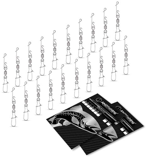 AMZfishing NEU 20x Knotenlosverbinder mit Hochleistungswirbel | Knotenlosverbinder mit Wirbel | Angelzubehör | Angeln Zubehör | Wirbelsortiment | Angeln Wirbel | Angelwirbel (20/8)