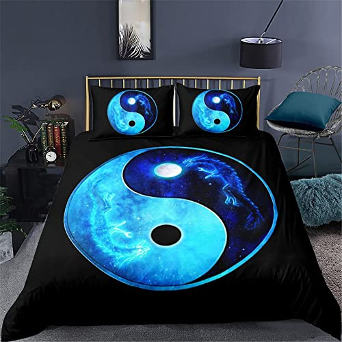 LUYAPOND Bettwäsche 135x200 Yin Yang Drache Bettwäsche Set für Kinder, Schließung Weich Atmungsaktive Mikrofaser Bettbezüge, 1 Bettbezug mit Reißverschluss + 1 Kissenbezug 80x80 cm