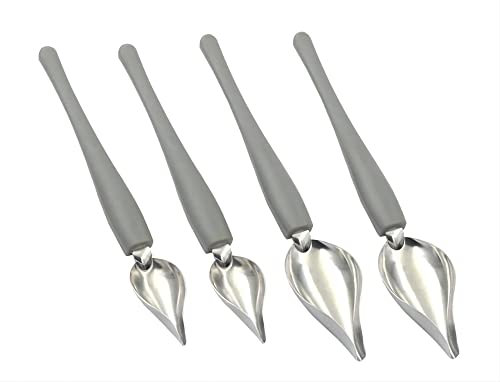 Cooking Precision Drawing Decorative Spoons Set, 2 Pieces Drizzle Spoons, Professional Chocolate Spoon Strainer Spoons, Plated Decorative Pencil Spoons for Decorating Plates, Cakes, Coffee (4 Pcs)