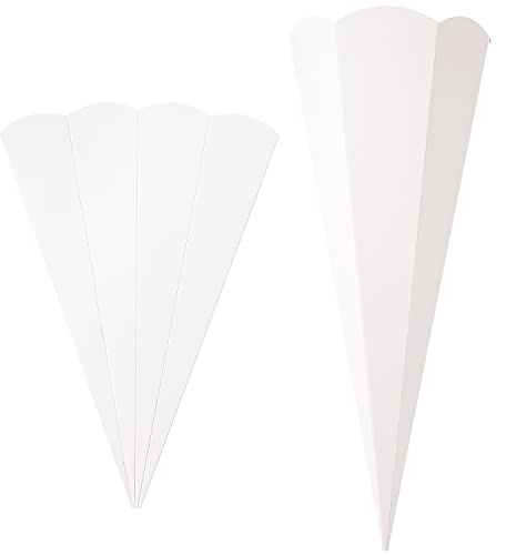 5er Pack Geschwister-Schultüte Rohling mit Steckverschluß, stabiler Karton 400g/qm, 6-eckig, 41 cm, Weiß
