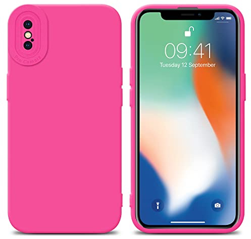 Cadorabo Hülle kompatibel mit Apple iPhone X/XS Schutzhülle TPU Silikon Case Liquid Design mit Kameraschutz Slim Kratzfest Weiche Gummi mit Rundumschutz Case Hülle für iPhone X/XS in Pink