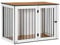 PawHut Hundekäfig Möbel mit Türen Fenster Moderne Stahl Hundebox für Zuhause Indoor Hundehütte für große Hunde bis zu 30 kg Beistelltisch Hundehaus 106 x 60 x 76 cm, Eiche+Weiß