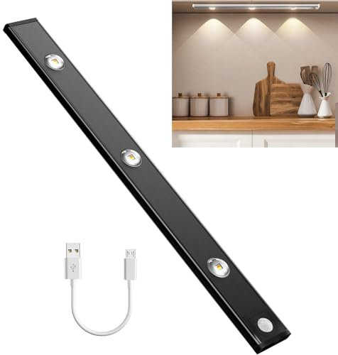 ibaye 40CM Unterbauleuchte Schrankbeleuchtung mit Bewegungsmelder LED Sensor Licht 1200 mAh USB Aufladbar Schrankleuchten stufenlose dimmbar Nachtlicht für Küche, Schlafzimmer, Treppe