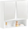 SoBuy Meuble Haut de Salle de Bain Meuble Mural Armoire Suspendue Placard de Rangement Toilettes avec 2 Portes et Miroirs, 1 Compartiment, 3 Niveaux, Étagères à Hauteur Réglable, 48x48x17cm, BZR94-W