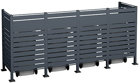 WESTMANN 4er Mülltonnenverkleidung Planum | Metall 320x90x150 cm Grau | Mülltonnen Sichtschutz & Mülltonnenbox für 4 Mülltonnen