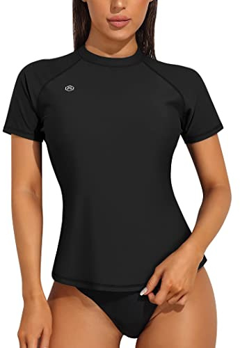 ATTRACO Ladies Rash Vest Short Sleeve Summer Sun Protection Swim Shirt Surf Tops