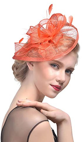 MILAX Kopfschmuck Fascinator Damen Fasching Kostüm Zubehör Wedding Hat with Clip Headband with Hat Fascinator Hut Headpiece for Cocktail Wedding Vintage Tea Party