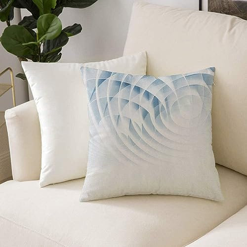 Dekorativen Zierkissenbezüge 50x50 cm,Geometrische futuristische digitale Spiralen mit Maßlinienmerkmalen Vortex-,Kissenbezüge Quadratische Kissenhülle für den Außenbereich Terrasse Garten Bank Dekor