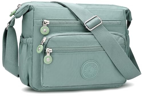 ONEKERUN Umhängetasche Damen Mittelgroß Wasserdicht Nylon Schultertasche Leichte Crossbody Messenger Bag Casual Damen-Umhängetasche Gross mit Breiter Gurt für Einkaufen Reisen Schule