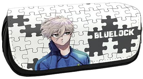 MayDee Blau Lock Federmäppchen Für Grund- Und Sekundarschüler Blau Lock Anime Mäppchen, Doppelter Reißverschluss, Großes Fassungsvermögen (G)