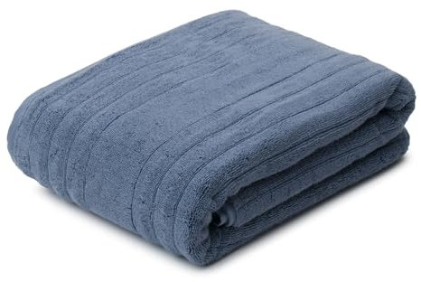 Gözze - Mailand Frottier-Badetuch, Weich und saugfähig, 70% Bio-Baumwolle/30% Viskose (Bambus), Vegan, 100 x 150 cm - Blau