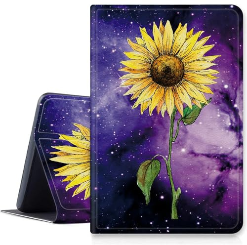 Sunflower Purple Galaxy Case for iPad 9th/ 8th/ 7th Generation 10.2 inch 2021/2020/2019 Release, Shockproof PU Leather Folding Stand Case with Auto Sleep/Wake for iPad 10.2 inch