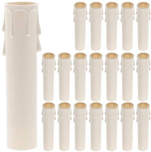 20 Pièces Tube De Bougie Larme Prise De Légère Ampoules De Lustre Cache-prises Blanc Manchons En Plastique Faux Lustre Chandeliers Manche En Plastique Artificiel Pp Blanche