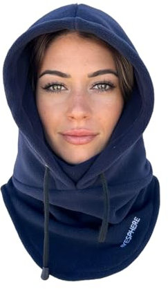 Ayesphere Sturmhaube, Sturmhaube für Herren und Damen, Balaclava, Motorrad-Sturmhaube, Halswärmer für Herren und Damen, Thermo-Sturmhaube, Fleece-Futter, Mütze, Schal mit Kapuze, marineblau, One size