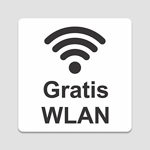 PVC Aufkleber Schild - Eckig 12 x 12 cm - Selbstklebend - Weiß - UV beständig - Für Innen und Außen (Gratis WLAN)
