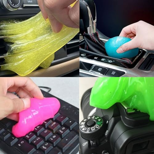 4PCS Gel Nettoyant Voiture Nettoyeur Clavier Slime Nettoyage pour Intérieur, Nettoyer la Poussière Cleaning Gel pour Ordinateur, Imprimante, Appareil Photo
