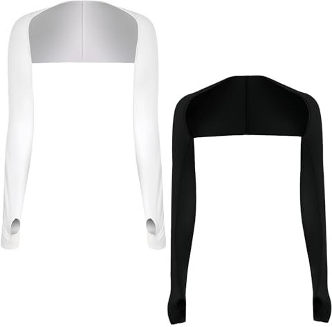Pinsheng 2 Pares Mantón Refrescante para Brazo Anti-UV Mangas para Brazos Mujer Agujeros Dedos Proteccion Solar Enfriador Encogimiento de Hombros Transpirables Envoltura Chal Refrescante Golf Manga