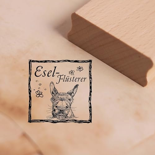 Motivstempel Eselflüsterer Rahmen - Esel Stempel Holzstempel donkey Scrapbooking 48 x 48 mm