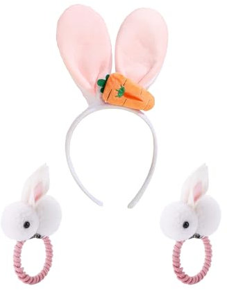 DHWEKU Bandeaux d'oreilles de Lapin de Pâques, Barrettes à Cheveux de Lapin, Pâques Lapin Deguisement Costume Accessoire pour Enfants Adulte Cadeaux De Pâques