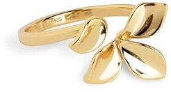 SINGULARU - Anello Zinnia. Regolabile. Ottone con Finitura Placcata Oro 18Kt e Design a Fiore. Dimensione 20 x 14 mm. Gioielli da Donna