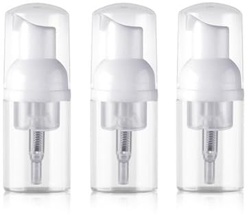 3 pcs 30ml 1oz Plastic Travel Foam Pump Bottle Travel Foaming Soap Dispenser Bottles Mini Soap Dispensers Cosmetic Containers for Hand Soap Shampoo Body Wash(Transparent)