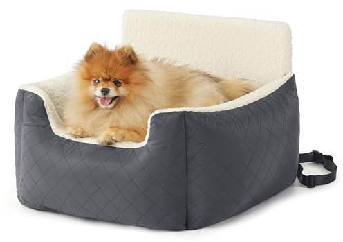 Lesure Hundesitz Auto Kleine Hunde - Wasserdichter Hundesitz Auto Rückbank, Hunde Autositz Für Kleine Hundemit, Ansteckbare Leine Für Autositz Hund,Dunkel grau