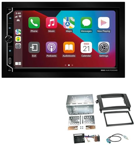 ESX VMX700DAB 2-DIN Autoradio kompatibel mit Wireless Apple CarPlay Android Auto Bluetooth DAB+ passend für Mercedes Benz B-Klasse 2005-2011 schwarz ohne Canbus