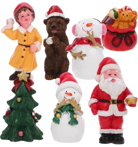 IMIKEYA 2 Sets Weihnachtsschmuck Mini Ornamente Zum Basteln Weihnachts Mikro Landschafts Ornamente Weihnachts Cupcake Topper Schneekugel DIY Figuren Weihnachtsmann Figuren