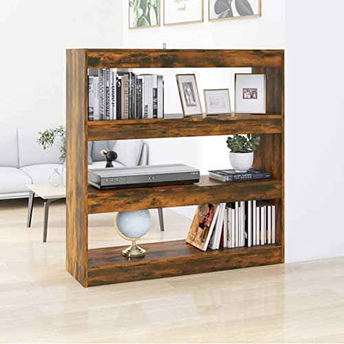 Iiaky Bücherregal/Raumteiler Räuchereiche 100×30×103 cm Kiefer Raumteiler Regal Schrank BüCherregal Regal Raumteiler Storage Shelves MöBel-BüCherregal