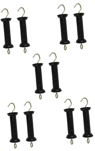 Mikikit 5sets Electric Fence Door Handle Grip for Fence Gate Electric Fence Gate Hand Grip Park Fence Handle Fence Replacement Handles Gate Handle Outdoor Door Knob Power Tool Black 2pcs*5